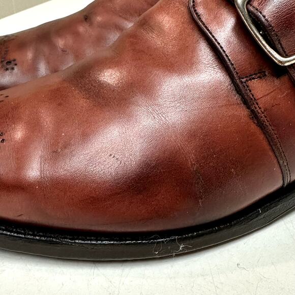 GOOD VTG Edward Green Monk Strap Burgundy Calf Medallion Toe Made in England 9 - Picture 9 of 15